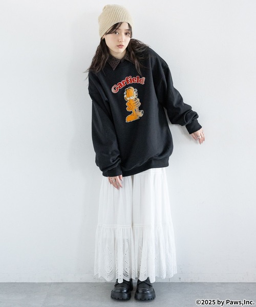 RAGEBLUE(レイジブルー)の「<Garfield/ガーフィールド>別注ヴィンテージライクプリントスウェット(スウェット・レディース・オフホワイト/ブラック/イエロー・FREE)」の5枚目の写真