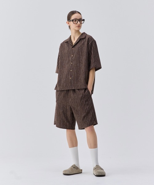 soerte(ソエルテ)の「HANDWRITTEN STRIPE HALF PANTS / ニュアンスストライプハーフパンツ(その他パンツ・メンズ・ホワイト/ブラウン・1/2)」の14枚目の写真