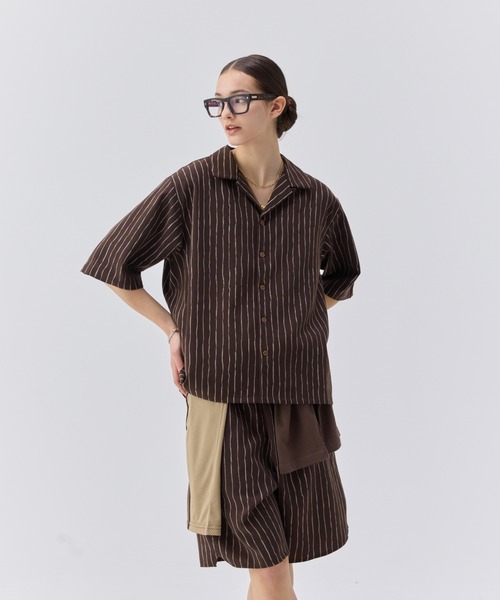 soerte(ソエルテ)の「HANDWRITTEN STRIPE HALF PANTS / ニュアンスストライプハーフパンツ(その他パンツ・メンズ・ホワイト/ブラウン・1/2)」の10枚目の写真