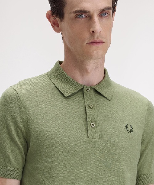 イタリア製　フレッドペリー　fredperry コットンニットポロシャツ　M セール】Cotton Knitted Polo Shirt／コットンニットポロシャツ