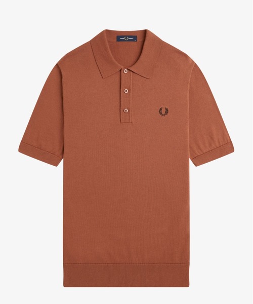 FRED PERRY コットンニット ポロシャツ ロゴ イタリア製 フレッドペリー イタリア製 コットンニット ポロシャツ REISSUES