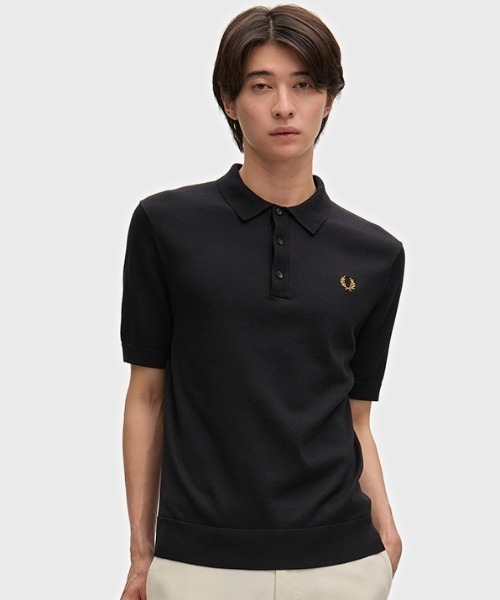 FRED PERRY(フレッドペリー)の「Cotton Knitted Polo Shirt/コットンニットポロシャツ(ポロシャツ・メンズ・ブルー/グリーン/ベージュ/オレンジ/ライトブルー/ブラック/ゴールド/ライトオリーブ/セージグリーン/ダークネイビー/ブラック系その他/ダークグリーン/ライトベージュ/ネイビー/サックスブルー/ブラウン・M/L/S)」の21枚目の写真