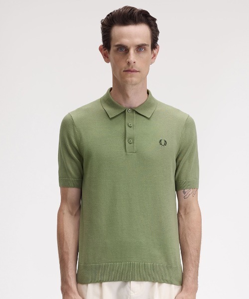 ☆ほぼ未使用☆フレッドペリー　Knitted Polo ニットポロシャツ　38 FRED PERRY（フレッドペリー） ポロシャツ ポロ Textured Knitted Polo