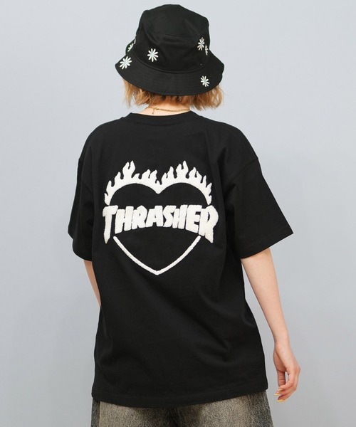 M 00s THRASHER スラッシャー tシャツ 00s THRASHER スラッシャー 半袖Tシャツ フレイムロゴ フェード