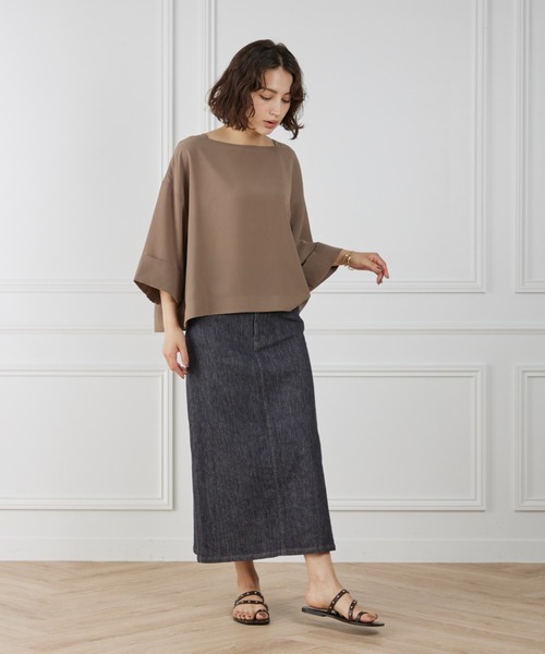 I.T.'S international（イッツインターナショナル）の「ボートネックブラウス《BRING Material》（シャツ/ブラウス・レディース・グリーン/ラベンダー/ネイビー/ブルー/カーキ/チェリーピンク/イエロー・フリー）」の14枚目の写真