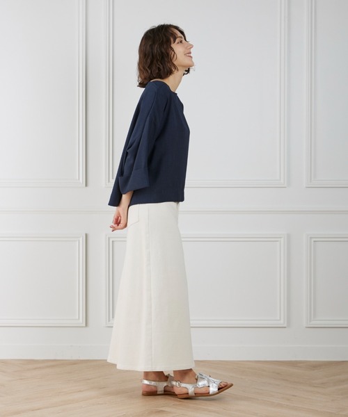 I.T.'S international（イッツインターナショナル）の「ボートネックブラウス《BRING Material》（シャツ/ブラウス・レディース・グリーン/ラベンダー/ネイビー/ブルー/カーキ/チェリーピンク/イエロー・フリー）」の8枚目の写真