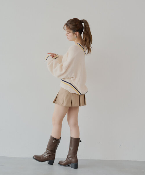 Chico(チコ)の「ライン入りVルーズニット(ニット/セーター・レディース・グレー/ネイビー/アイボリー/イエロー系その他・FREE)」の9枚目の写真