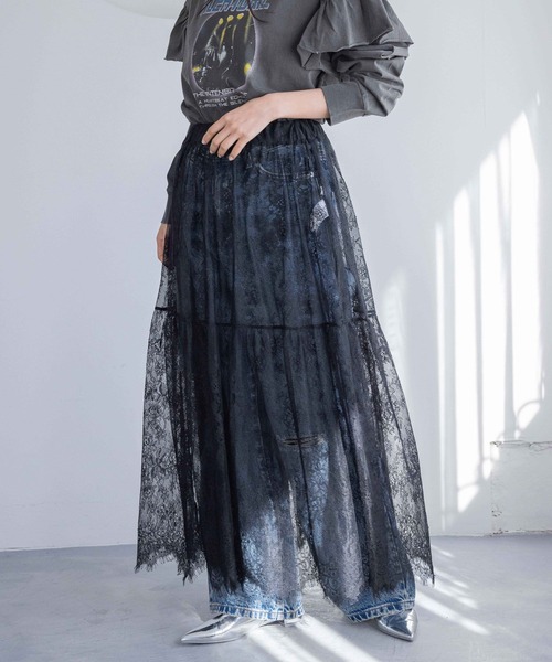 LOWRYS FARM（ローリーズファーム）の「レースボリュームスカート 290863（スカート・レディース・オフホワイト/ブルー/ブラック・FREE）」の3枚目の写真