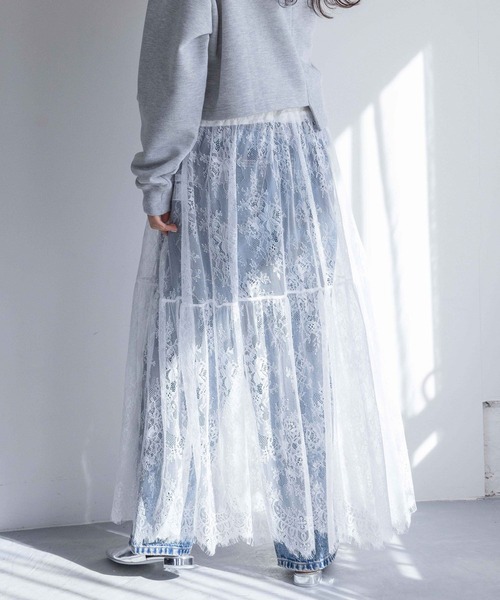 LOWRYS FARM（ローリーズファーム）の「レースボリュームスカート 290863（スカート・レディース・オフホワイト/ブルー/ブラック・FREE）」の6枚目の写真