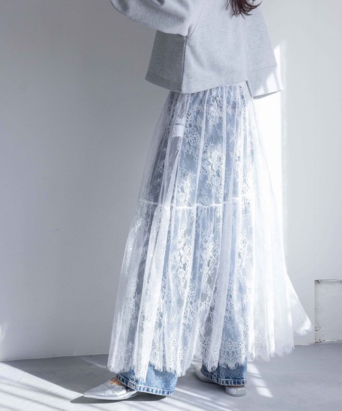 LOWRYS FARM（ローリーズファーム）の「レースボリュームスカート 290863（スカート・レディース・オフホワイト/ブルー/ブラック・FREE）」の7枚目の写真