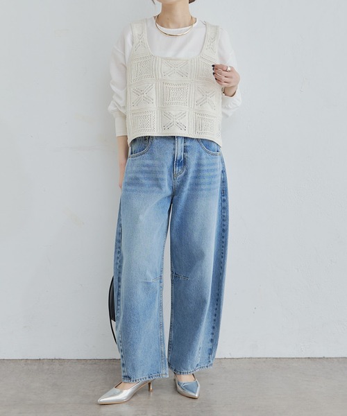 PUAL CE CIN（ピュアルセシン）の「すかし編みニットビスチェ（ニット/セーター・レディース・スミクロ/アイボリー・FREE）」の6枚目の写真