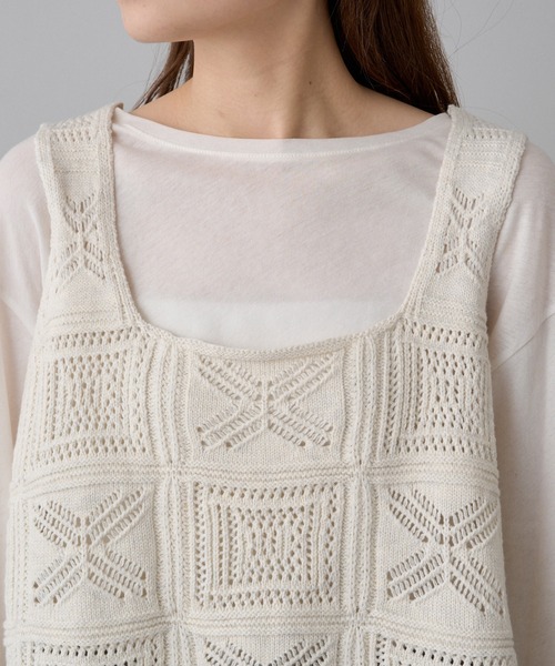 PUAL CE CIN（ピュアルセシン）の「すかし編みニットビスチェ（ニット/セーター・レディース・スミクロ/アイボリー・FREE）」の17枚目の写真