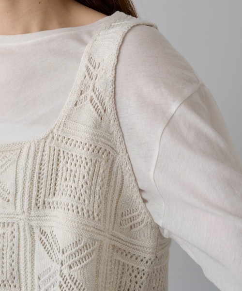 PUAL CE CIN（ピュアルセシン）の「すかし編みニットビスチェ（ニット/セーター・レディース・スミクロ/アイボリー・FREE）」の18枚目の写真