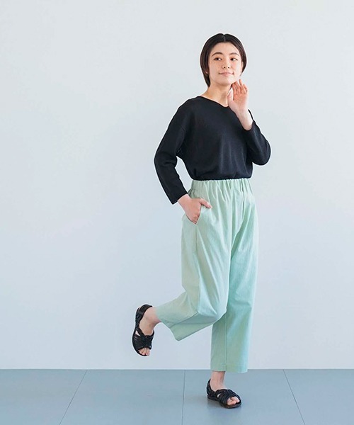 DT MaxMara ★ コットン混 キャロット パンツ PESCA 2色 セール】コットンリンクルギャザーパンツ（その他パンツ）｜D