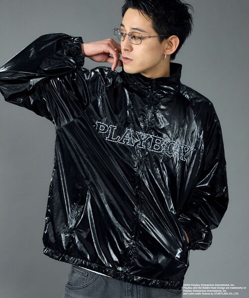 PLAYBOY（プレイボーイ）の「【SEQUENZ（シークエンズ）】PB COATING JACKET / プレイボーイ ジャケット コーティング フルジップ センターロゴ（ブルゾン・メンズ・バーガンディー/ブラック・SMALL/MEDIUM/LARGE）」の12枚目の写真
