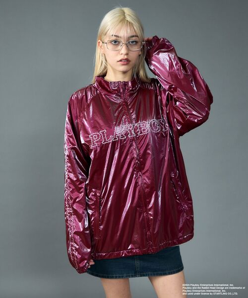 PLAYBOY（プレイボーイ）の「【SEQUENZ（シークエンズ）】PB COATING JACKET / プレイボーイ ジャケット コーティング フルジップ センターロゴ（ブルゾン・メンズ・バーガンディー/ブラック・SMALL/MEDIUM/LARGE）」の16枚目の写真