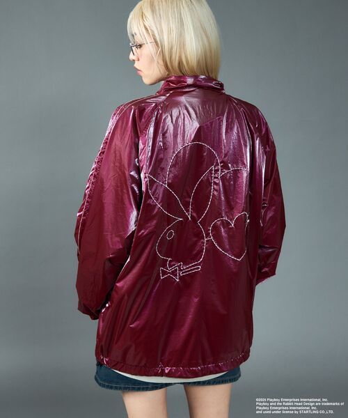 PLAYBOY（プレイボーイ）の「【SEQUENZ（シークエンズ）】PB COATING JACKET / プレイボーイ ジャケット コーティング フルジップ センターロゴ（ブルゾン・メンズ・バーガンディー/ブラック・SMALL/MEDIUM/LARGE）」の19枚目の写真