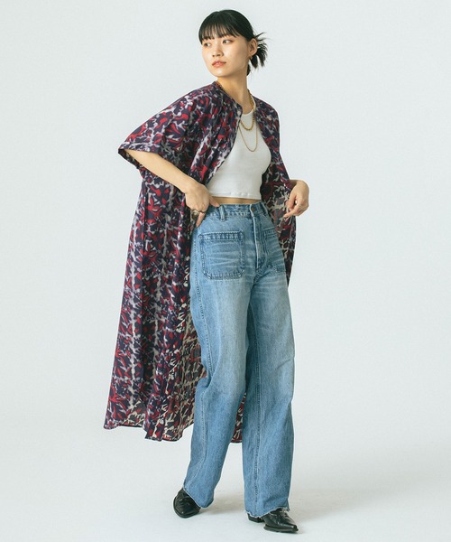 ROSE BUD(ローズバッド)の「(GENE HEAVENS)INDIGO FLOWER SHIRTS OP(ワンピース・レディース・レッド・ONE SIZE)」の2枚目の写真