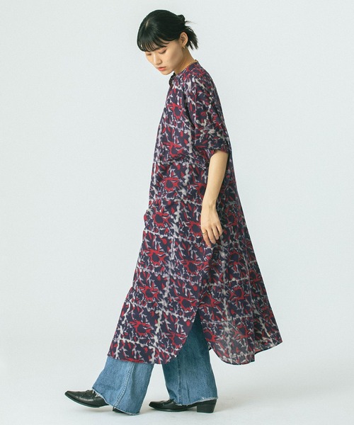 セール】(GENE HEAVENS)INDIGO FLOWER SHIRTS OP（ワンピース