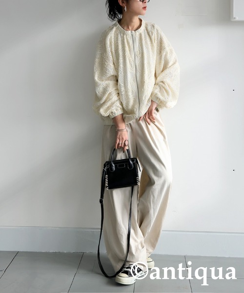 antiqua(アンティカ)の「レーステープブルゾン(ブルゾン・レディース・ナチュラル/ブラック・ONESIZE)」の7枚目の写真