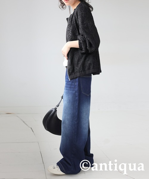 antiqua(アンティカ)の「レーステープブルゾン(ブルゾン・レディース・ナチュラル/ブラック・ONESIZE)」の4枚目の写真