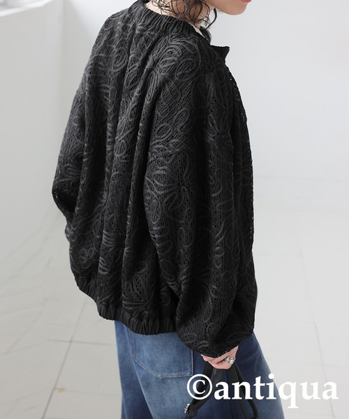 antiqua(アンティカ)の「レーステープブルゾン(ブルゾン・レディース・ナチュラル/ブラック・ONESIZE)」の5枚目の写真