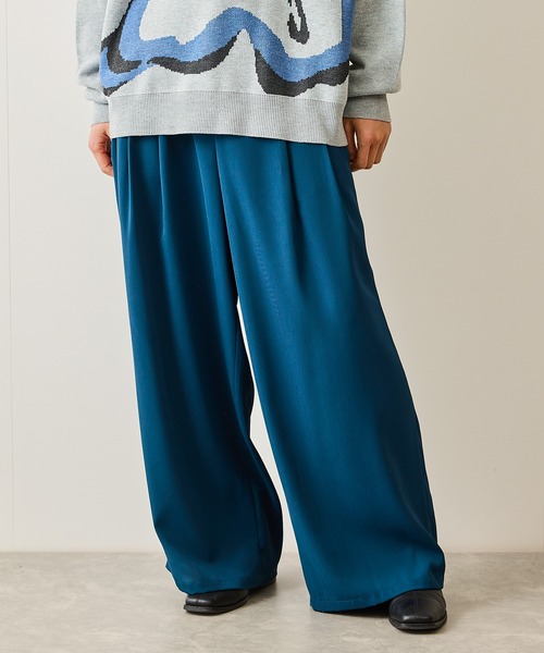 JUNRED（ジュンレッド）の「3タックスーパーワイドパンツ（スラックス・メンズ・ブラック/チャコールグレー/ブルー系その他4・S/M/L）」の4枚目の写真