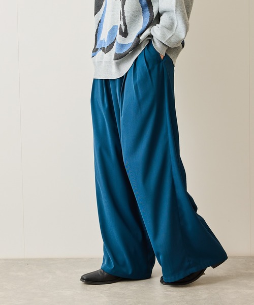 JUNRED（ジュンレッド）の「3タックスーパーワイドパンツ（スラックス・メンズ・ブラック/チャコールグレー/ブルー系その他4・S/M/L）」の6枚目の写真