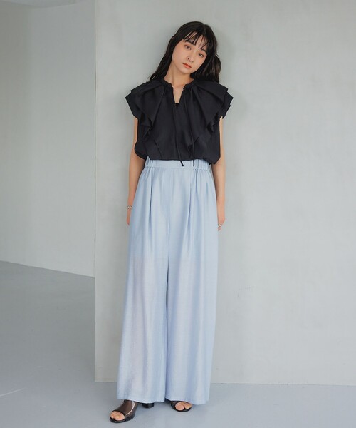 EMMEL REFINES(エメルリファインズ)の「<EMMEL REFINES>EM フィブリルサテン Wケープ ブラウス(シャツ/ブラウス・レディース・ブラック/ライトブルー/ホワイト・FREE)」の17枚目の写真