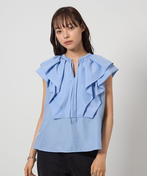 EMMEL REFINES(エメルリファインズ)の「<EMMEL REFINES>EM フィブリルサテン Wケープ ブラウス(シャツ/ブラウス・レディース・ブラック/ライトブルー/ホワイト・FREE)」の14枚目の写真
