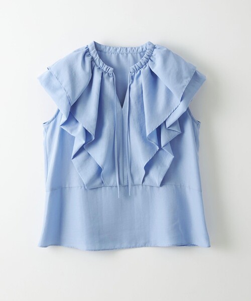 EMMEL REFINES(エメルリファインズ)の「<EMMEL REFINES>EM フィブリルサテン Wケープ ブラウス(シャツ/ブラウス・レディース・ブラック/ライトブルー/ホワイト・FREE)」の7枚目の写真