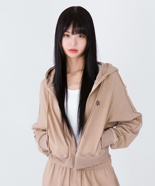 A'GEM/9 × .kom 『muah muah/ムーアムーア』 STITCH LOGO PIGMENT HOOD