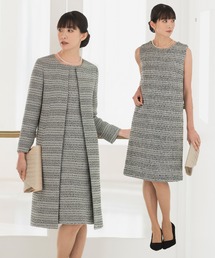 Rebloom（リブルーム Rebloom Reb loom）の「【洗える セレモニースーツ ママスーツ】煌めきツイードコート・ノースリーブワンピース 2点セット（スーツセット）」