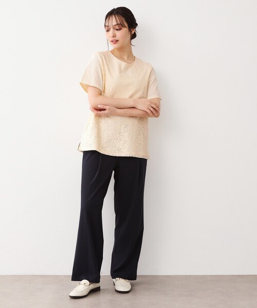 LAURA ASHLEY(ローラアシュレイ)の「【人気デザインがアップデート!洗える】身頃レースTシャツ(Tシャツ/カットソー・レディース・オフホワイト/ライトグリーン/ネイビー・40/38)」の20枚目の写真
