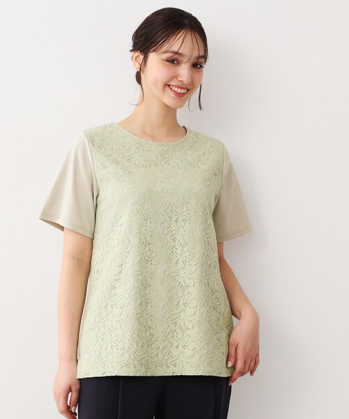 LAURA ASHLEY(ローラアシュレイ)の「【人気デザインがアップデート!洗える】身頃レースTシャツ(Tシャツ/カットソー・レディース・オフホワイト/ライトグリーン/ネイビー・40/38)」の17枚目の写真