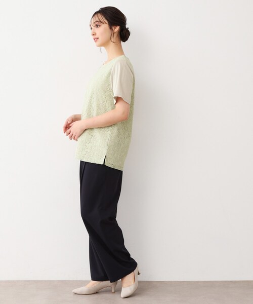 LAURA ASHLEY(ローラアシュレイ)の「【人気デザインがアップデート!洗える】身頃レースTシャツ(Tシャツ/カットソー・レディース・オフホワイト/ライトグリーン/ネイビー・40/38)」の15枚目の写真