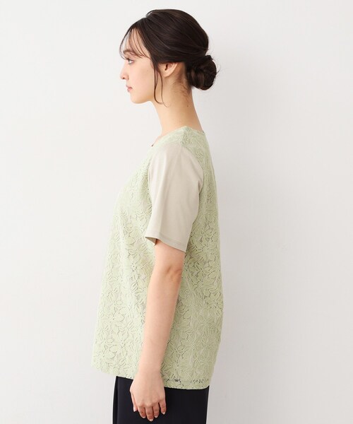 LAURA ASHLEY(ローラアシュレイ)の「【人気デザインがアップデート!洗える】身頃レースTシャツ(Tシャツ/カットソー・レディース・オフホワイト/ライトグリーン/ネイビー・40/38)」の8枚目の写真