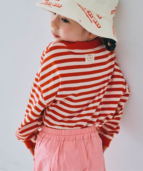 p.premier（ピードットプルミエ）の「【ジュニア対応】ボーダー長袖Tシャツ（Tシャツ/カットソー・キッズ・イエロー/レッド/グリーン/ブラウン・140/130/120/110/100/90/80）」の4枚目の写真