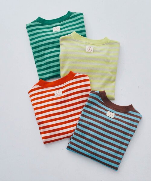 p.premier（ピードットプルミエ）の「【ジュニア対応】ボーダー長袖Tシャツ（Tシャツ/カットソー・キッズ・イエロー/レッド/グリーン/ブラウン・140/130/120/110/100/90/80）」の19枚目の写真