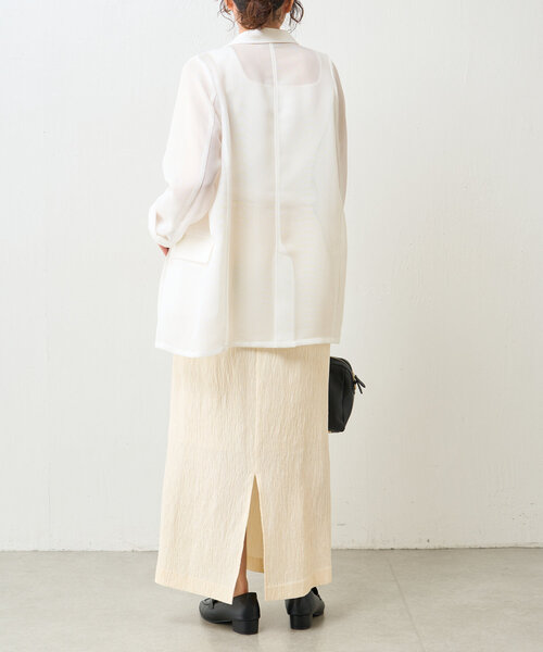 Jena espace merveilleux（ジェナ　エスパスメルヴェイユ）の「メッシュシェルボタンジャケット（テーラードジャケット・レディース・ベージュ/オフホワイト・FREE）」の5枚目の写真