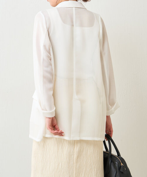 Jena espace merveilleux（ジェナ　エスパスメルヴェイユ）の「メッシュシェルボタンジャケット（テーラードジャケット・レディース・ベージュ/オフホワイト・FREE）」の10枚目の写真