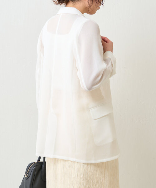 Jena espace merveilleux（ジェナ　エスパスメルヴェイユ）の「メッシュシェルボタンジャケット（テーラードジャケット・レディース・ベージュ/オフホワイト・FREE）」の11枚目の写真