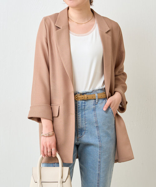 Jena espace merveilleux（ジェナ　エスパスメルヴェイユ）の「メッシュシェルボタンジャケット（テーラードジャケット・レディース・ベージュ/オフホワイト・FREE）」の15枚目の写真