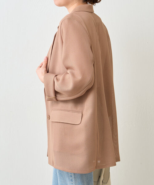 Jena espace merveilleux（ジェナ　エスパスメルヴェイユ）の「メッシュシェルボタンジャケット（テーラードジャケット・レディース・ベージュ/オフホワイト・FREE）」の16枚目の写真