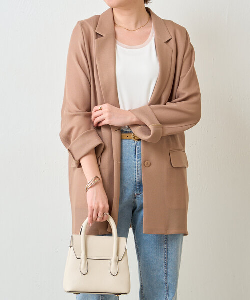 Jena espace merveilleux（ジェナ　エスパスメルヴェイユ）の「メッシュシェルボタンジャケット（テーラードジャケット・レディース・ベージュ/オフホワイト・FREE）」の18枚目の写真