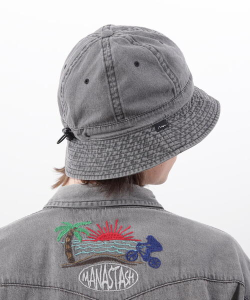 MANASTASH（マナスタッシュ）の「MANASTASH/マナスタッシュ/WASHED DENIM HAT/ウォッシュド デニムハット（ハット・メンズ・その他35/ブラック/ホワイト系2・F）」の5枚目の写真