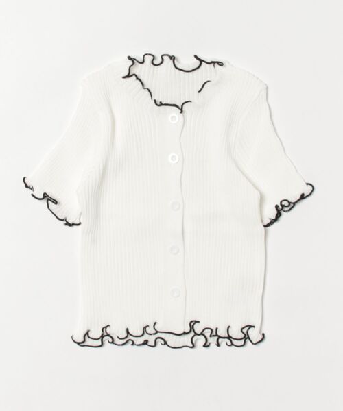 Lilamusant（リラミュゾン）の「【RS】【Lilamusant(リラミュゾン)】配色メロー半袖リブニットクロップドトップス（カーディガン/ボレロ・レディース・アイボリー/ホワイト/ピンク/ブルー/ブラック・FREE）」の18枚目の写真