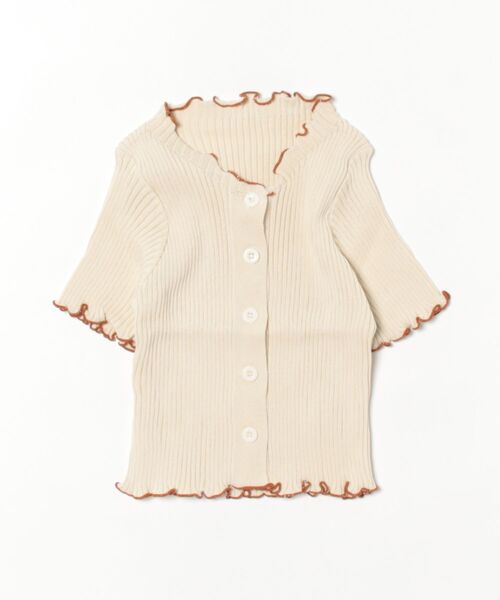 Lilamusant（リラミュゾン）の「【RS】【Lilamusant(リラミュゾン)】配色メロー半袖リブニットクロップドトップス（カーディガン/ボレロ・レディース・アイボリー/ホワイト/ピンク/ブルー/ブラック・FREE）」の22枚目の写真