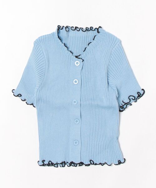 Lilamusant（リラミュゾン）の「【RS】【Lilamusant(リラミュゾン)】配色メロー半袖リブニットクロップドトップス（カーディガン/ボレロ・レディース・アイボリー/ホワイト/ピンク/ブルー/ブラック・FREE）」の20枚目の写真
