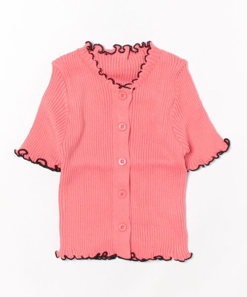 Lilamusant（リラミュゾン）の「【RS】【Lilamusant(リラミュゾン)】配色メロー半袖リブニットクロップドトップス（カーディガン/ボレロ・レディース・アイボリー/ホワイト/ピンク/ブルー/ブラック・FREE）」の21枚目の写真